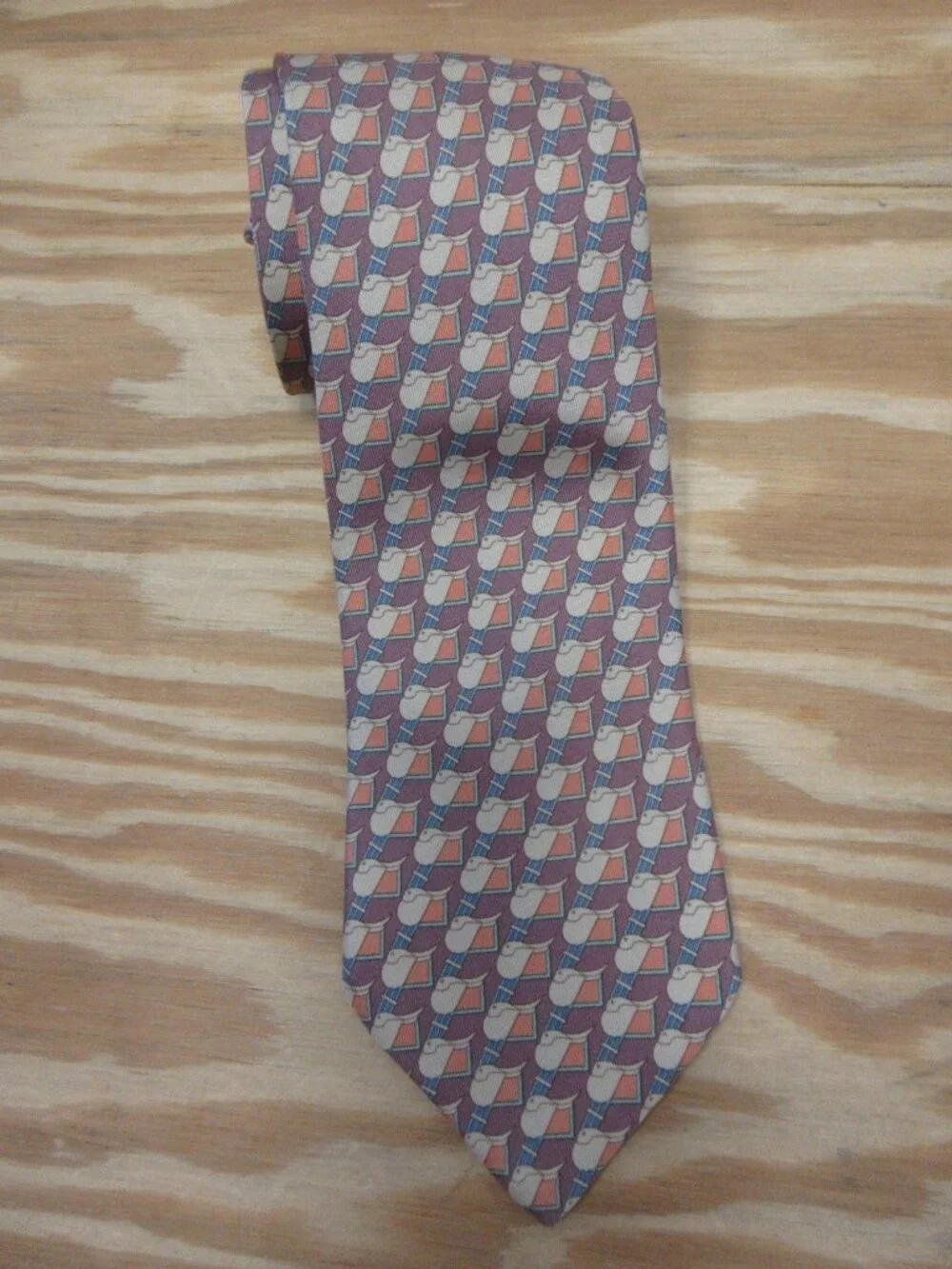VINTAGE Hermes Neck Tie Silk Equestrian Woven Made in France 7144 FA